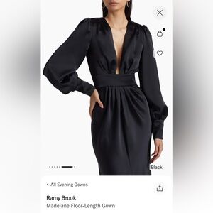 Ramy Brook Elegant Black Long Sleeve Gown